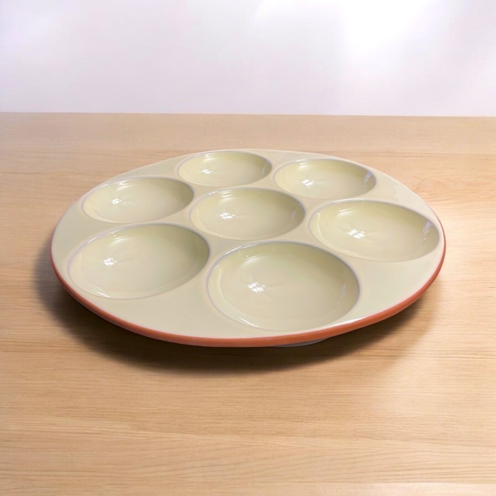 Molde Portugal Cream Ceramic Circle Divided Round Serving Tray